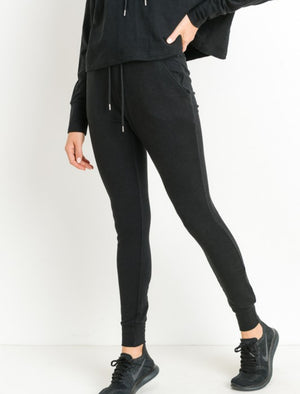 LT Highwaist Slub-Knit Slim-Fit Cuffed Joggers