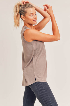 LT Notched Sleeveless Flowy Tank Top