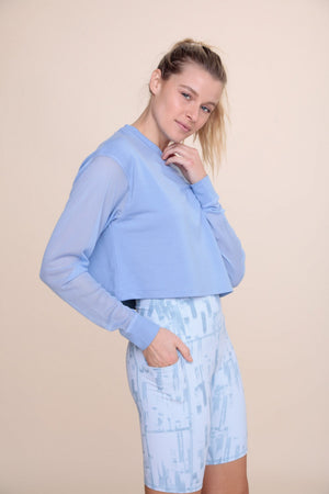 LT Crop Top with Mesh Sleeves