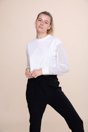 LT Crop Top with Mesh Sleeves