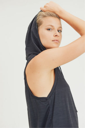 LT Womens Hoodie Tank with Cut-Out Back