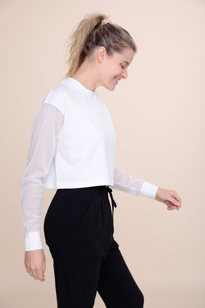 LT Crop Top with Mesh Sleeves