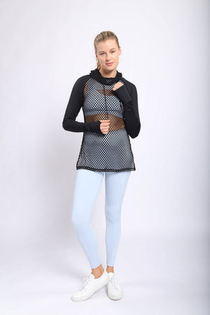 LT Fishnet Pullover Hoodie Top