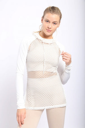 LT Fishnet Pullover Hoodie Top