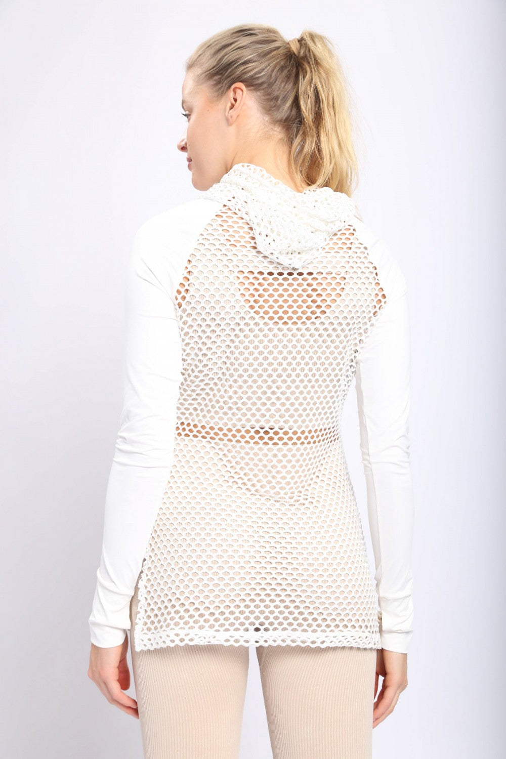 LT Fishnet Pullover Hoodie Top