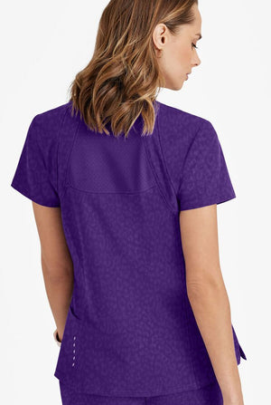 LT Cheetah Print N Purple Scrub Top