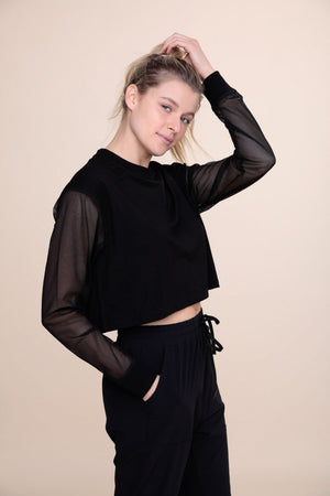 LT Crop Top with Mesh Sleeves