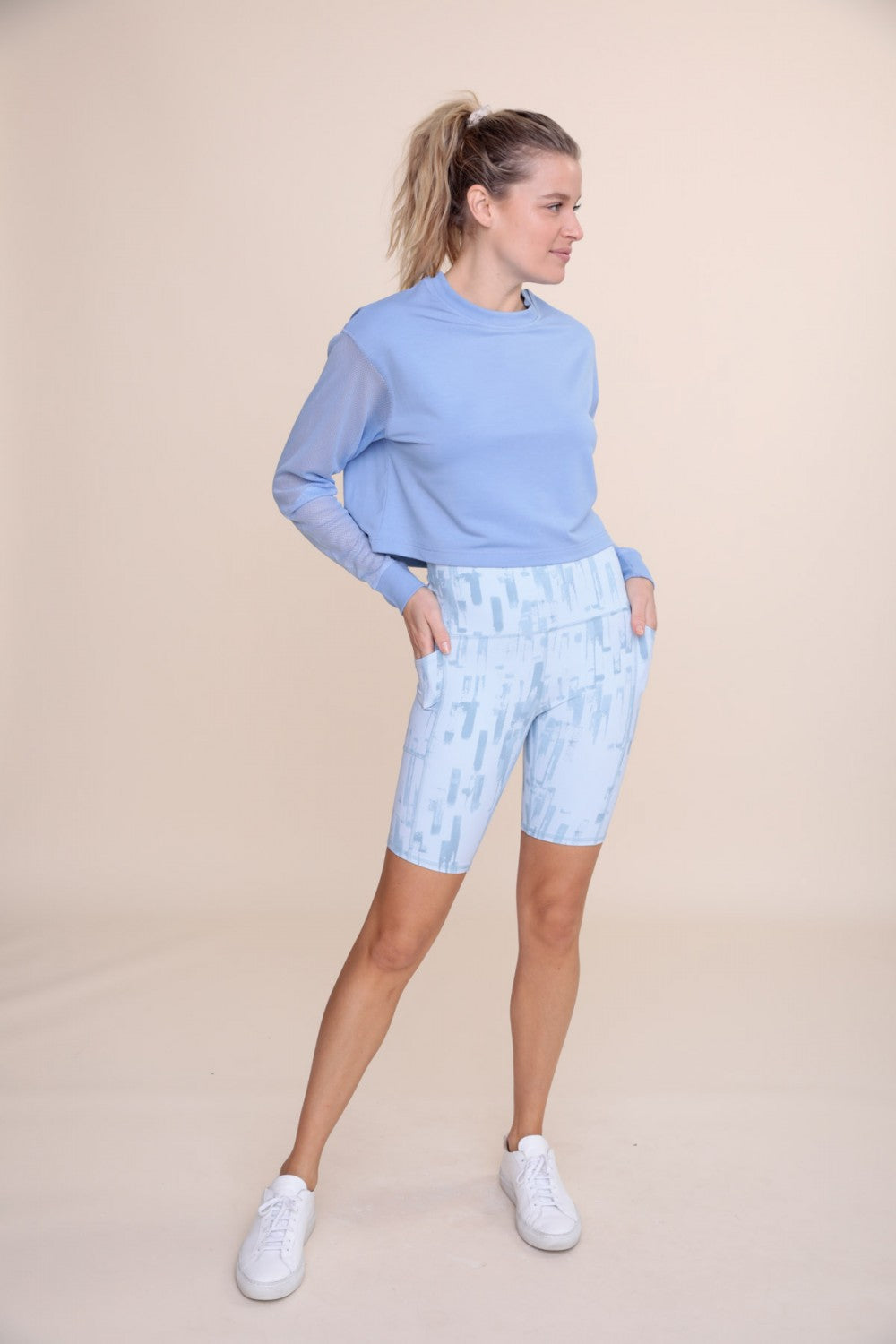 LT Crop Top with Mesh Sleeves